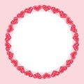 Valentine`s day abstract background with broken hearts hearts. Round decorative frame. Vector illustration