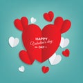 Valentine`s day abstract background with cut paper heart. Royalty Free Stock Photo