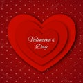 Valentine`s day abstract background with cut paper hearts.