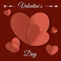 Valentine`s day abstract background with cut paper hearts.