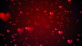 Valentine\'s day abstract background flying red hearts and particles valentines background concept. 3d rendering