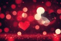 Valentine\'s Day Abstract Holiday concept Blinking Glowing Romantic red design black Bokeh Hearts screen Shape banner Lov Royalty Free Stock Photo