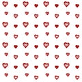 Valentine`s day abstract seamless pattern with simple minimalist red hearts in doodle style. Hand drawn texture for greeting card Royalty Free Stock Photo