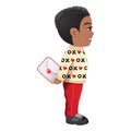 Valentine s Day with American African Boy Side View holding Love Letter flat vector illustration Royalty Free Stock Photo