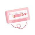 Valentine's Day Audio cassette love song music doodle sticker. Romantic mood cute love symbol Royalty Free Stock Photo