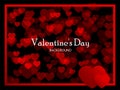 Valentine`s Day background with abstract red heart bokeh vision bright fantasy on black background. Royalty Free Stock Photo
