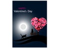 Valentine`s day background with cats and a tree made out of hearts. Vector. Royalty Free Stock Photo