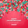 Valentine's day Background with Circle Flat Icons.