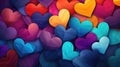 Valentine\'s Day background with colorful hearts, rainbow abstract wallpaper, greeting card for lovers with copy space Royalty Free Stock Photo