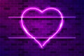 Valentine`s day background glowing purple neon sign or LED strip light. Realistic vector illustration Royalty Free Stock Photo