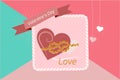 Valentine`s Day background Heart, paired with a rope of ties, vector images. Wallpaper, flyer, invitation, poster, brochure,