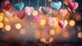 Valentine\'s Day background. Heart shape decor on a blurred Background for Valentine\'s Day. Romantic heart shape Royalty Free Stock Photo