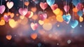 Valentine\'s Day background. Heart shape decor on a blurred Background for Valentine\'s Day. Romantic heart shape Royalty Free Stock Photo