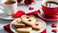 Valentine\'s Day heart shaped cookies and cup of coffee Royalty Free Stock Photo