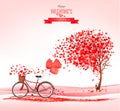 Valentine`s Day background with a heart shaped tree