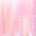 Vector inscription love on a pink background with bokeh and light. Happy Valentines Day Card Design. 14 February. Blurred Soft Royalty Free Stock Photo