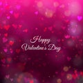 Pink abstract blurred background with blur bokeh light effect for wedding vector Happy Valentine`s day card hearts poster design. Royalty Free Stock Photo