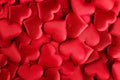 Valentine`s Day Background. Holiday Abstract Valentine Background with red satin Hearts. Heart Shape Backdrop Royalty Free Stock Photo