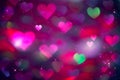 Valentine`s Day Background. Holiday Blinking Abstract Valentine Backdrop with Glowing colourful Heart. Heart Shape Bokeh. Love Royalty Free Stock Photo