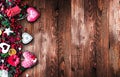 Valentine`s Day Background with love themed elements like cotton and paper hearts Royalty Free Stock Photo