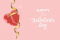 Valentine's day background with red glass heart pattern and happy Valentine's day text. Vector illustration Royalty Free Stock Photo