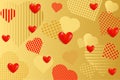 Valentine`s Day background. Red and gold paper hearts Royalty Free Stock Photo