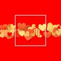 Valentine`s Day background. Red and gold paper hearts Royalty Free Stock Photo