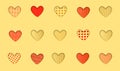 Valentine`s Day background. Red and gold paper hearts Royalty Free Stock Photo