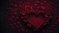 Valentine's day background with red hearts, 3d rendering, abstract background, elegant design, dark red floral heart with many