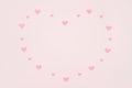 Valentines day background. Romantic composition with small pink confetti hearts. Valentines day, mothers day, birthday greeting Royalty Free Stock Photo