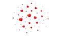 Valentine`s Day background. Shiny flying Valentine red hearts. Hearts background overlay
