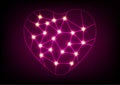 Heart net wireframe neon light futuristic background Royalty Free Stock Photo