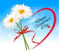 Valentine`s Day background Two daisies with heart shaped middles Royalty Free Stock Photo