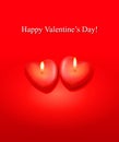 Valentine`s day background with two heart candles. Royalty Free Stock Photo
