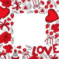 Valentine`s Day background. Vector sketch illustration