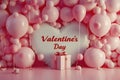 Valentine\'s Day with balloons and present box