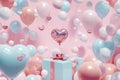 Valentine\'s Day with balloons and present box