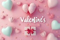 Valentine\'s Day with balloons and present box