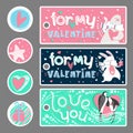 Valentine`s Day banner, label, sticker set