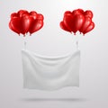 Valentine`s Day Banner With Red Heart Balloon