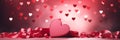 Valentine's Day banner with red hearts on blurred background. Panoramic web header. Wide screen wallpaper Royalty Free Stock Photo