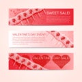 Valentine`s Day banner set with lollipops