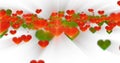 Valentine`s day birthday abstract background,flying chopped glass hearts on white. Loopable 4k 3d rendering