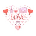 Valentine's day, birthday. Romantic symbols