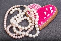 Valentine`s Day, birthday, Women`s Day gingerbread, pearls, gift