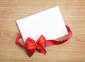 Valentine's day blank gift card and red ribbon with bow Royalty Free Stock Photo