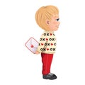 Valentine s Day with Blonde Hair Boy Side View holding Love Letter flat vector illustration Royalty Free Stock Photo