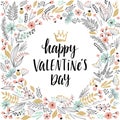 Valentine`s Day Callygraphic Wreath - hand drawn