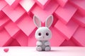 Valentine's day card with bunny. Rabbit cartoon collection. Small lovely rabbit with hearts