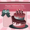 Valentine`s Day card. Colorful cake with text. Flat illustration